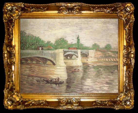 framed  Vincent Van Gogh The Seine with the Pont de la Grande Jatte (nn04), ta009-2